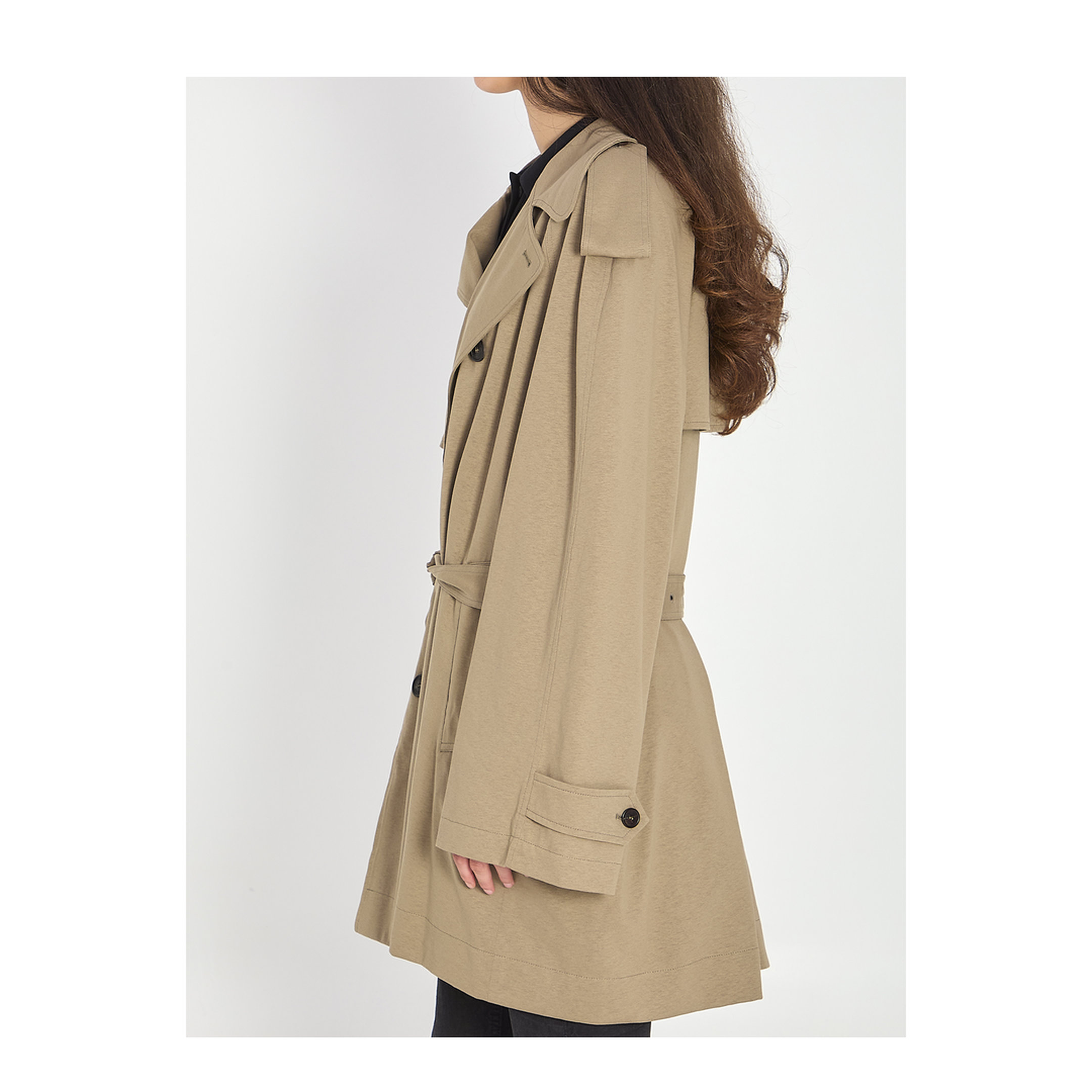 Cropped Light Trench in Explorer Beige - Image 3