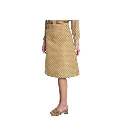 Cotton Canvas Fabric Skirt in Sand - Image 2