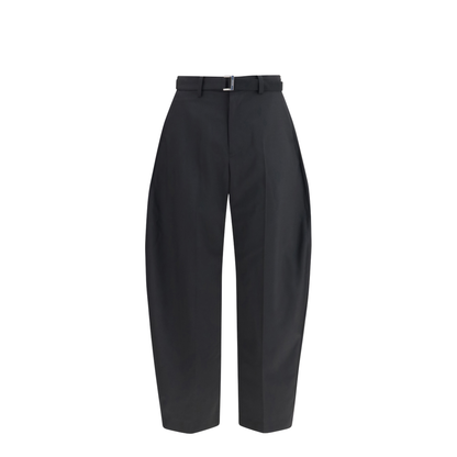 Wool Tailored Pants with Belt - Image 1