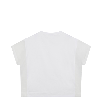 T-Shirt In Cotton Jersey And Organza In White - Image 2