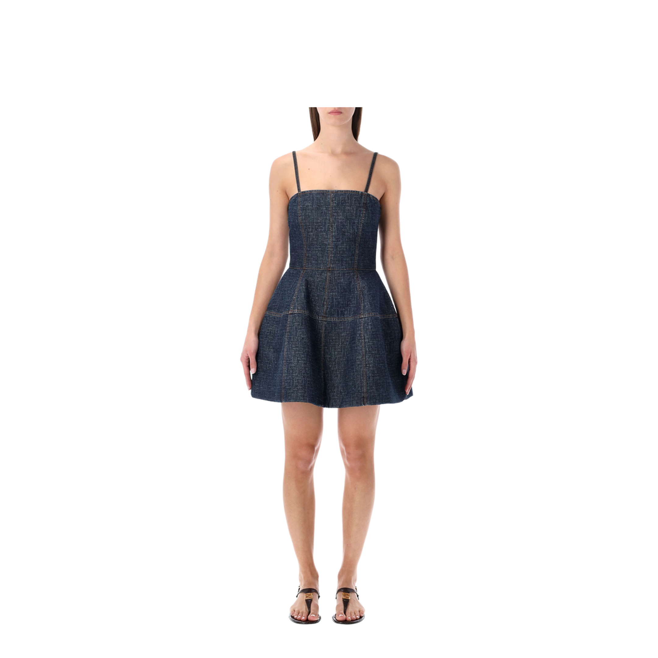 Dark Blue FF Denim Bustier Dress - Image 1
