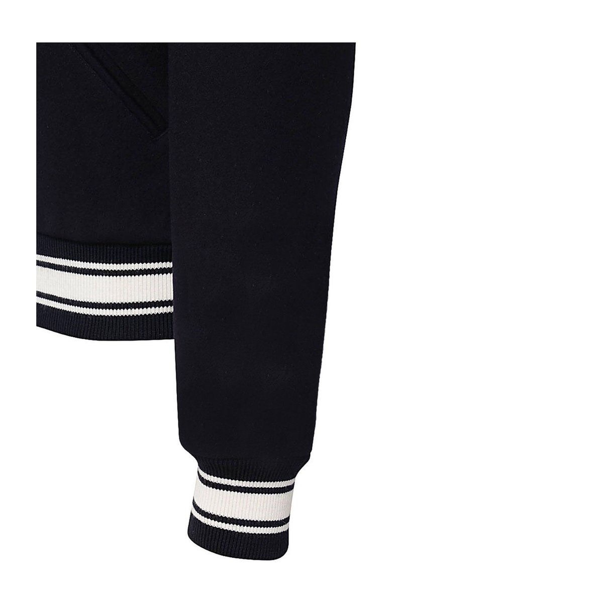 Black Virgin Wool Embroidered-Logo Bomber Jacket - Image 3