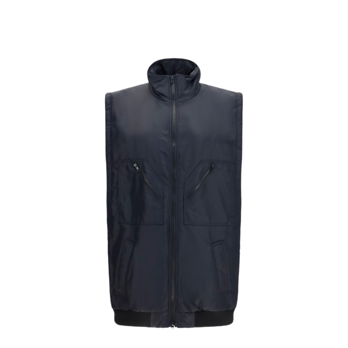 Black Nylon Zip-Up Vest - Image 1