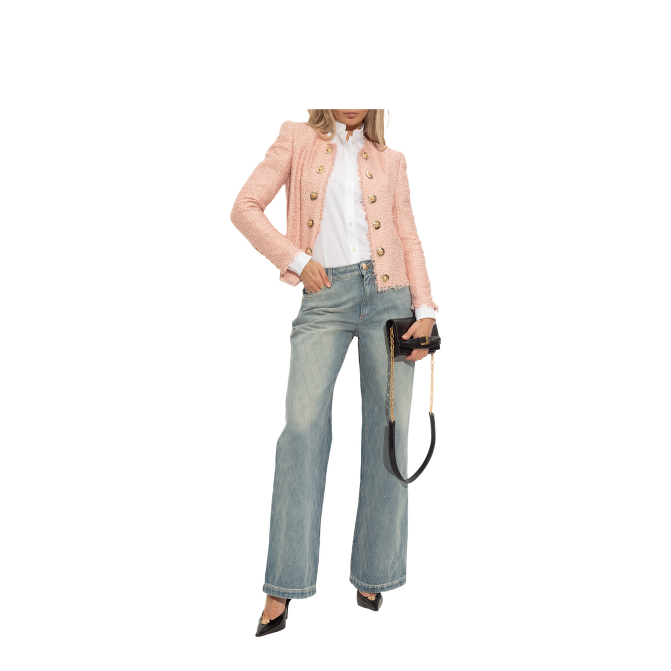 Sequin Tweed Jacket Pink - Image 1