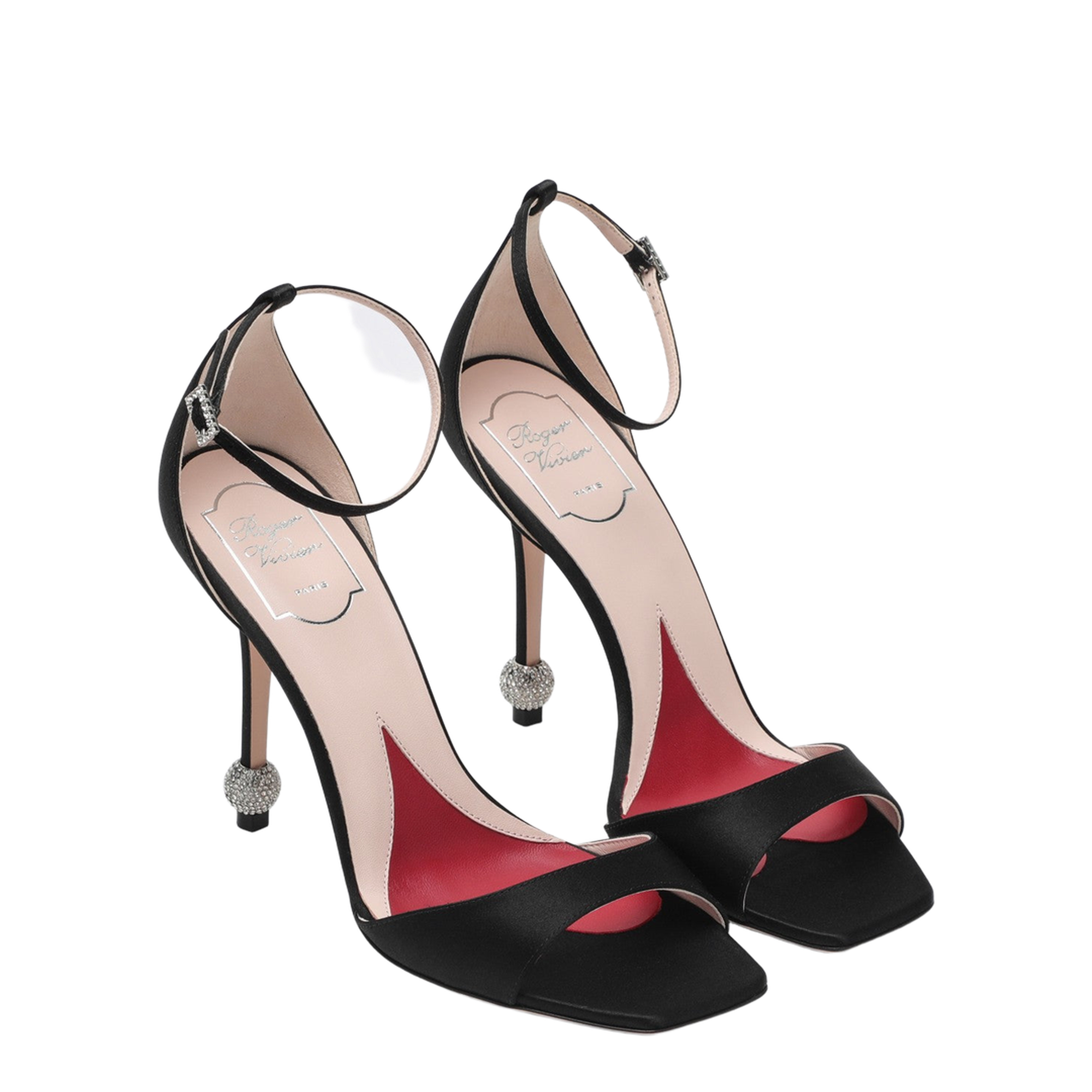 Black Sandal with Jewelled Heel - Image 2