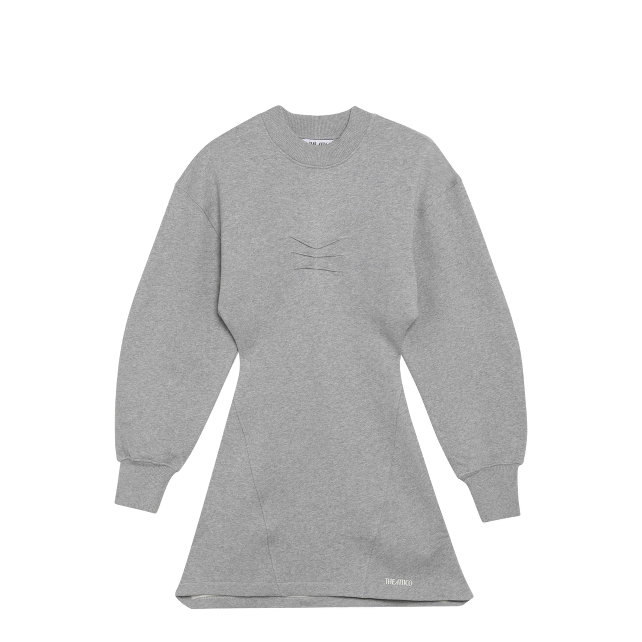 Melange Cotton Jersey Mini Dress in Grey - Image 1