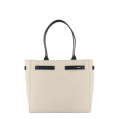 Audrey Medium Canvas Tote - Ecru/Black - Image 4