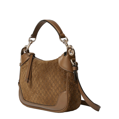 B Small Micro GG Suede Shoulder Bag - Brown - Image 5