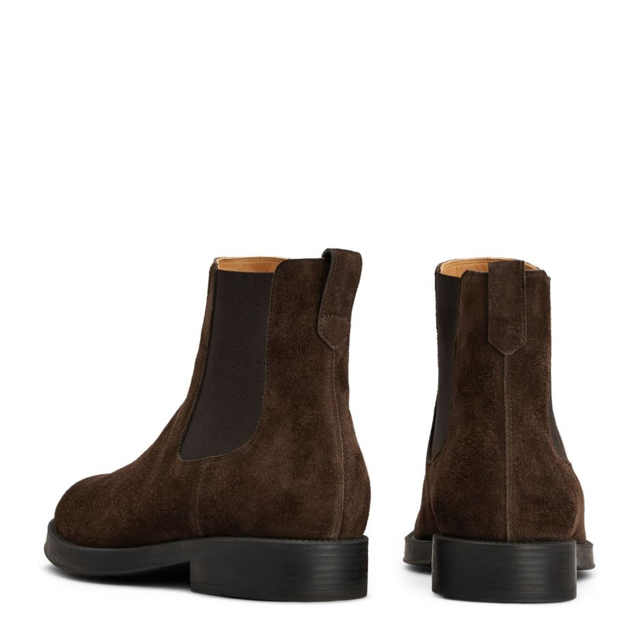 Coffee Brown Elasticated Side Panels Low Stacked Heel Round Toe - Image 3