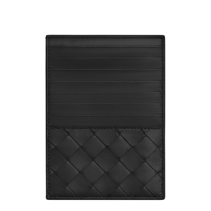 Intrecciato Leather Card Holder - Black - Image 3