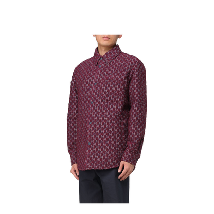 Burgundy Bouclé Padded Shirt - Image 4