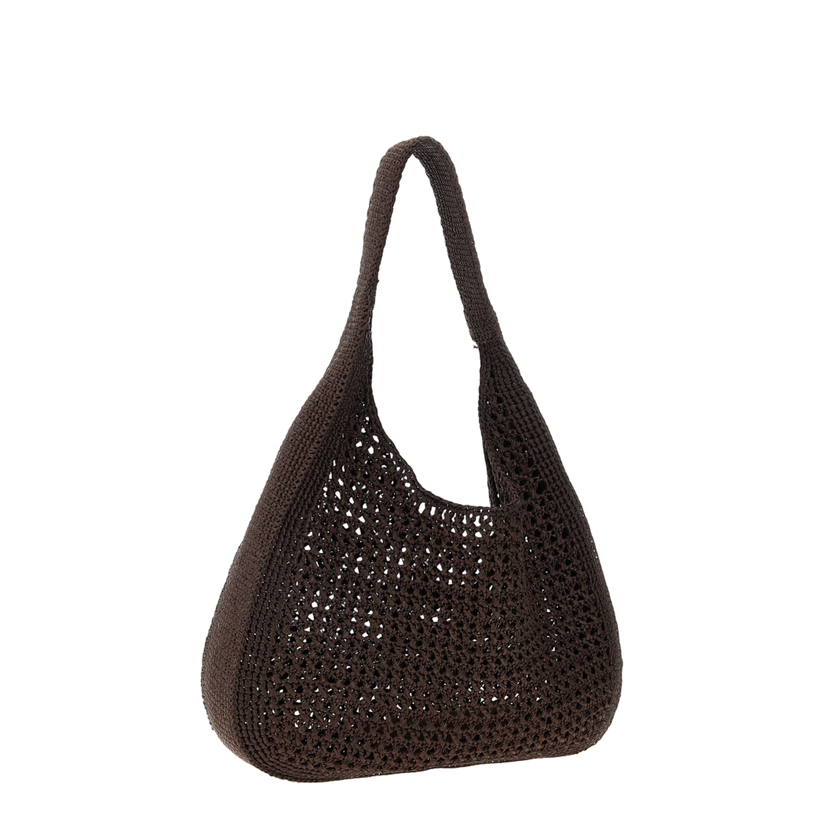 Cocoa Brown Raffia-Effect Woven Hobo Bag - Image 2