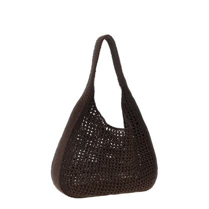 Cocoa Brown Raffia-Effect Woven Hobo Bag - Image 2
