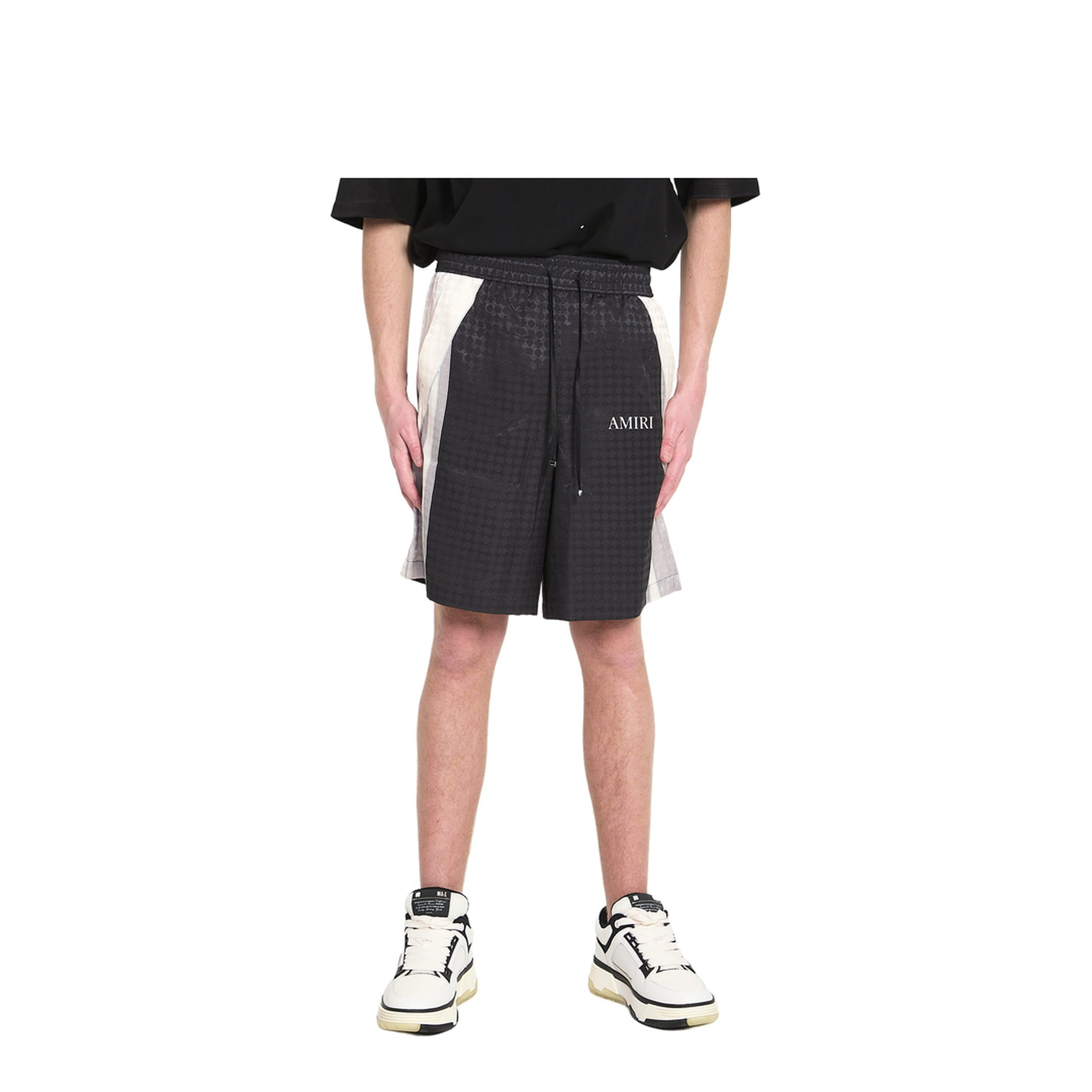 Black Ma Quad Drawstring Patterned Shorts - Image 1