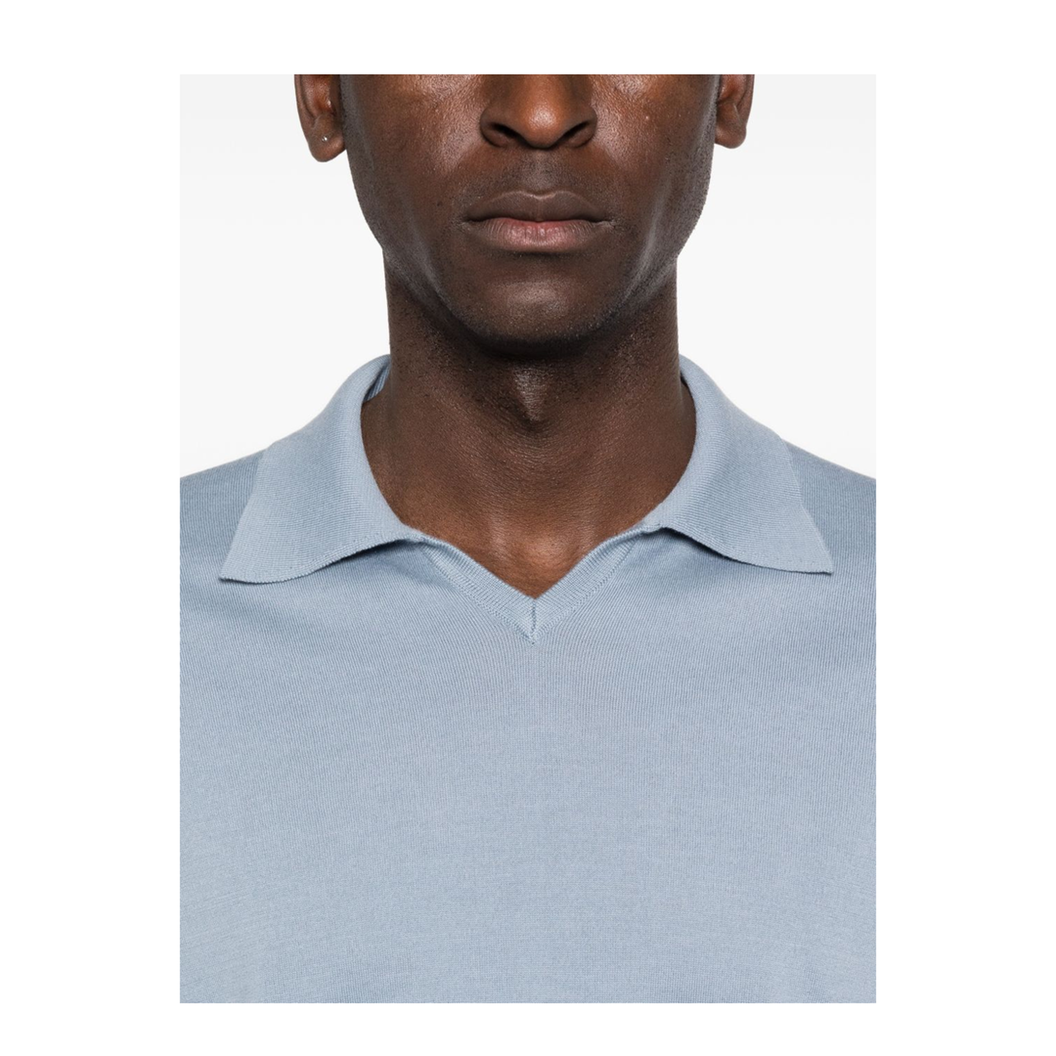 Polo Shirt Silk Nylon Blue - Image 3