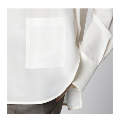 Ivory Silk V-Neck Blouse - Image 2