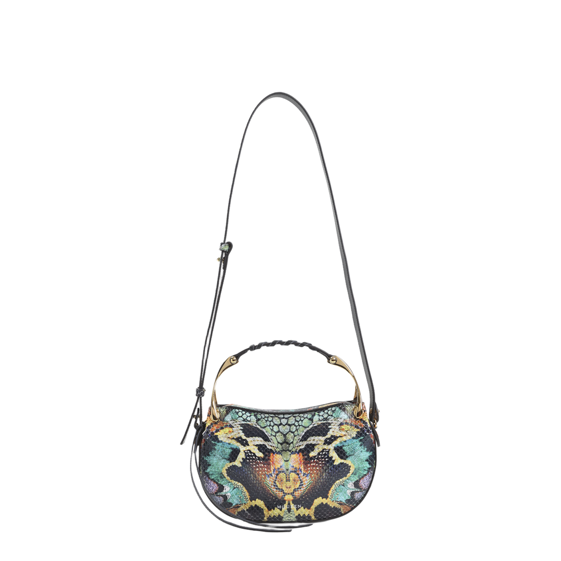 Wishbone Mini Python-Embossed Leather Shoulder Bag - Multicolor Gold - Image 3