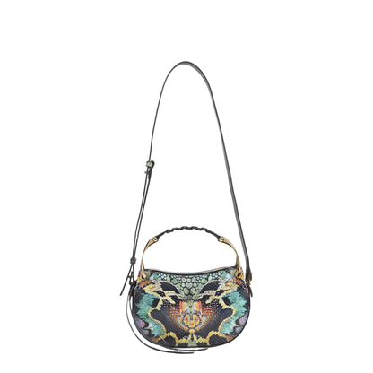 Wishbone Mini Python-Embossed Leather Shoulder Bag - Multicolor Gold - Image 3