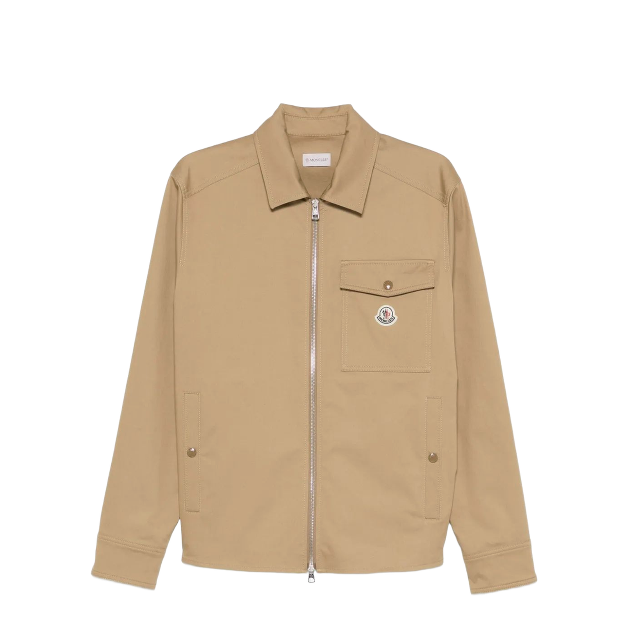 Beige Cotton Blend Gabardine Shirt Jacket - Image 1