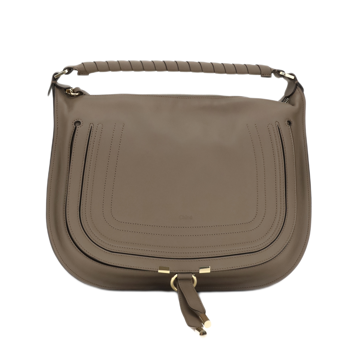 Marcie One Size Calfskin Shoulder Bag - Deep Taupe - Image 1