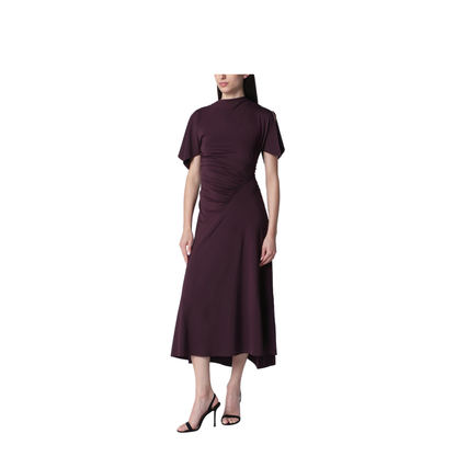 Blackcurrant Black Draped Midi Dress - Image 1
