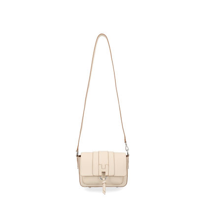 Trend Medium Hammered Leather Flap Bag - Light Beige - Image 1