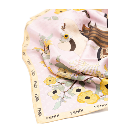 Gardening Pink Multicoloured Silk Foulard - Image 6