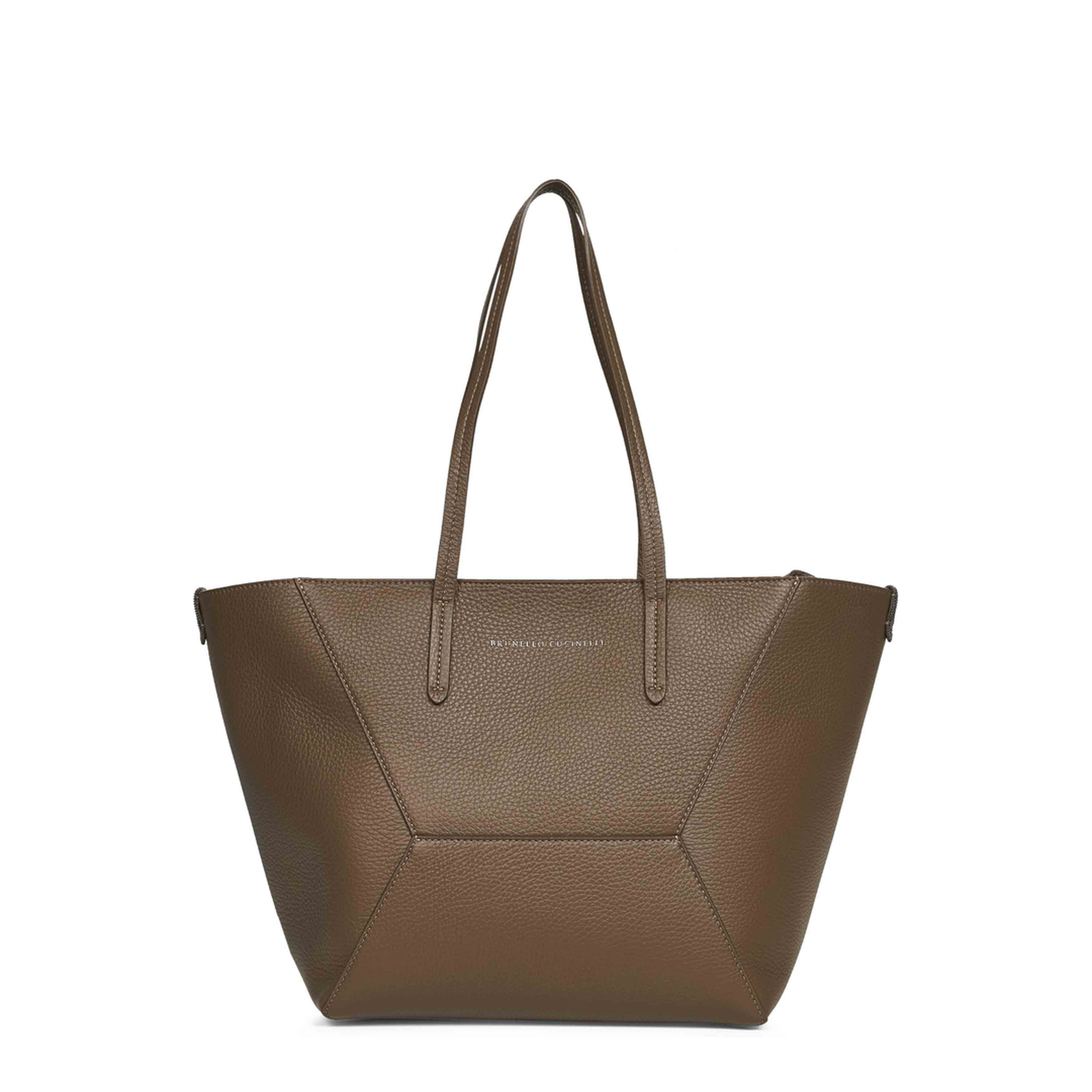 Duo Medium Leather Tote Bag - Brown - Image 1