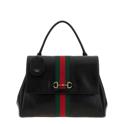 Paparazzo Large Top Handle Bag in Black Leather - Image 1