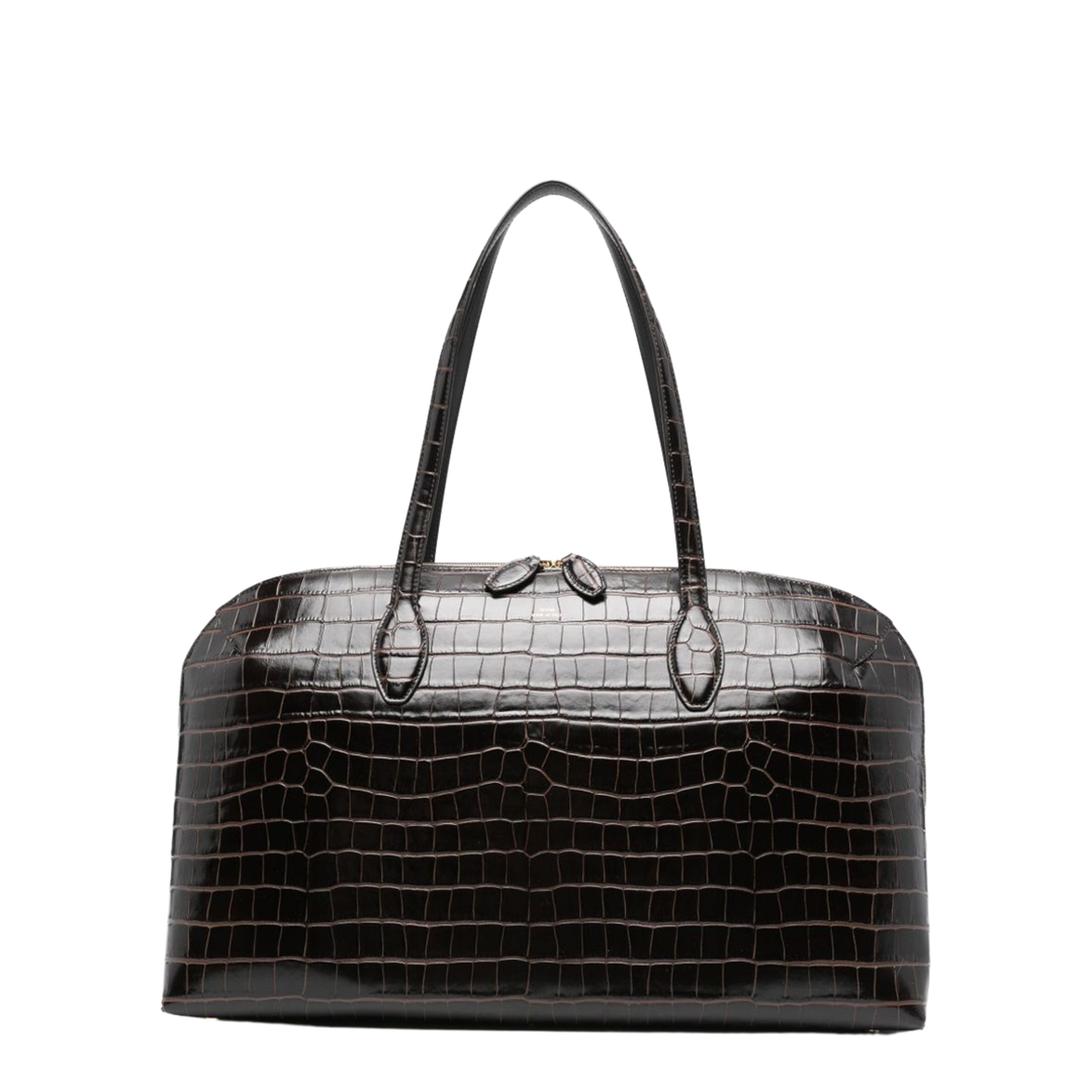 Coffee Brown Croco-Embossed Leather Bag - Image 1