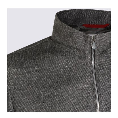 Stand Collar Outerwear Jacket Grey - Image 8
