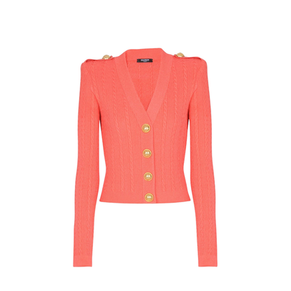 Long-sleeved cable-knit cardigan - Image 1