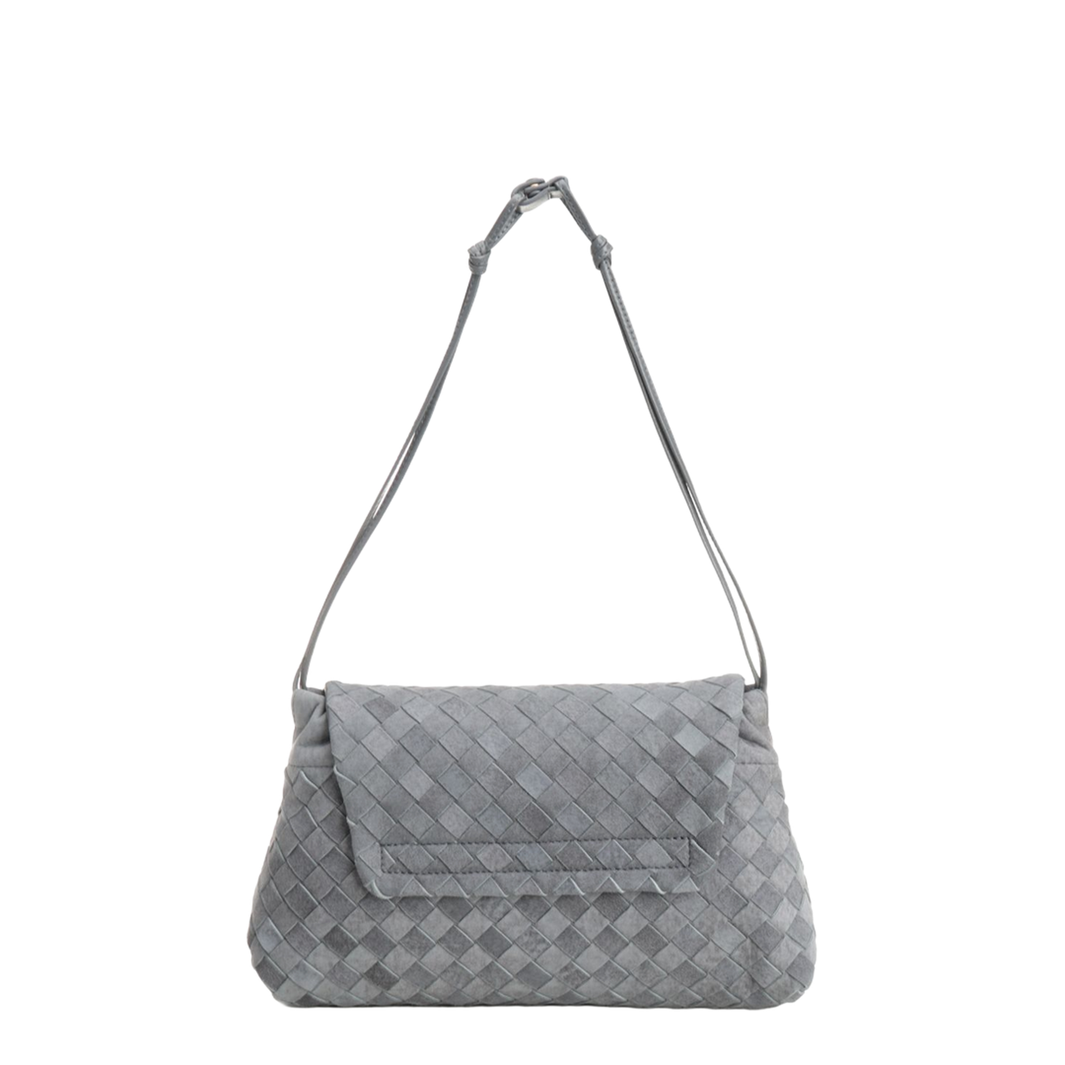 Giorno Medium Lambskin Suede Shoulder Bag - Cloudy indigo/gravel - Image 3