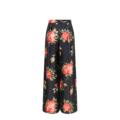 Wide-leg Pants with a Rose Bouquet Print - Image 2