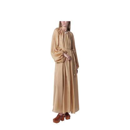 Mahon Maxi Dress in Silk Habotai Champagne - Image 1