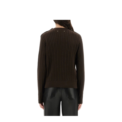 Coffee Brown Crew Neck Long Sleeve Sweater - Image 3