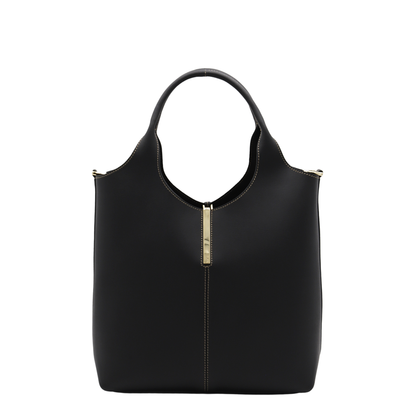 Small Calf Leather Tote - Black - Image 2