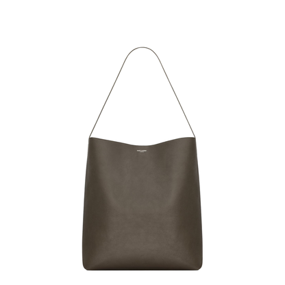 Bold Hobo Bag in Leather in Grey & Silver - Image 1