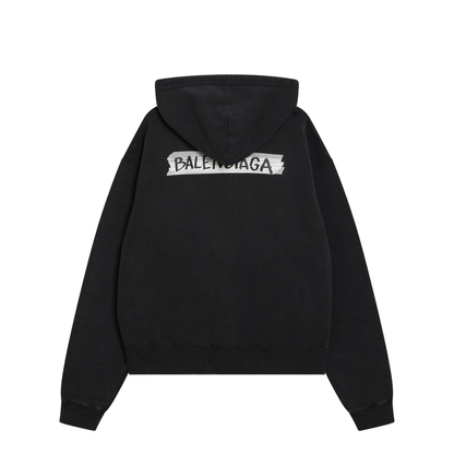 Oversized Masking Tape Zip-Up Sweatshirt - Image 2
