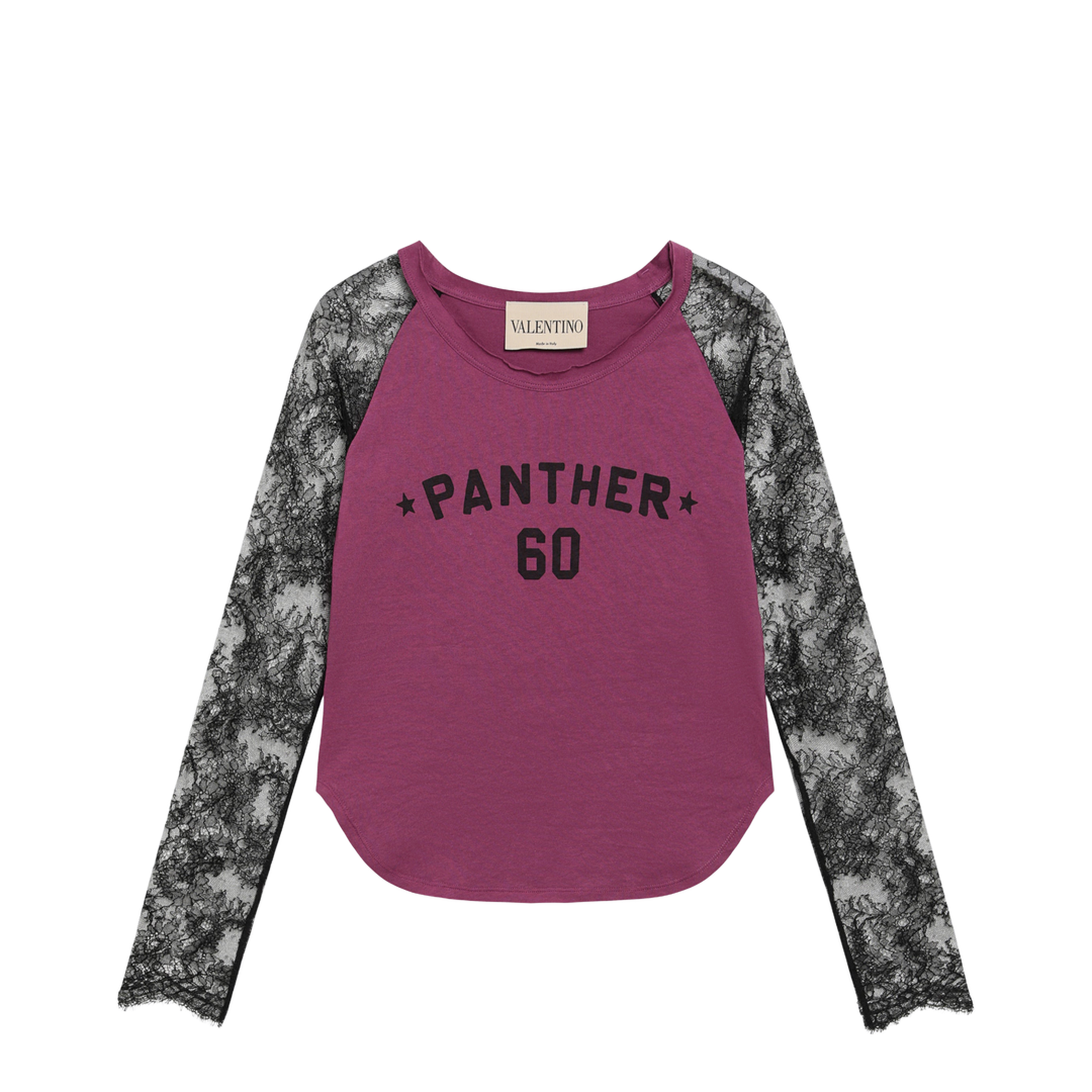 Cyclamen Panther 60 T-shirt with black lace sleeves - Image 1