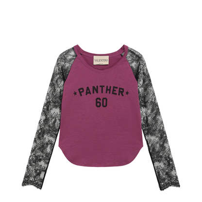 Cyclamen Panther 60 T-shirt with black lace sleeves - Image 1