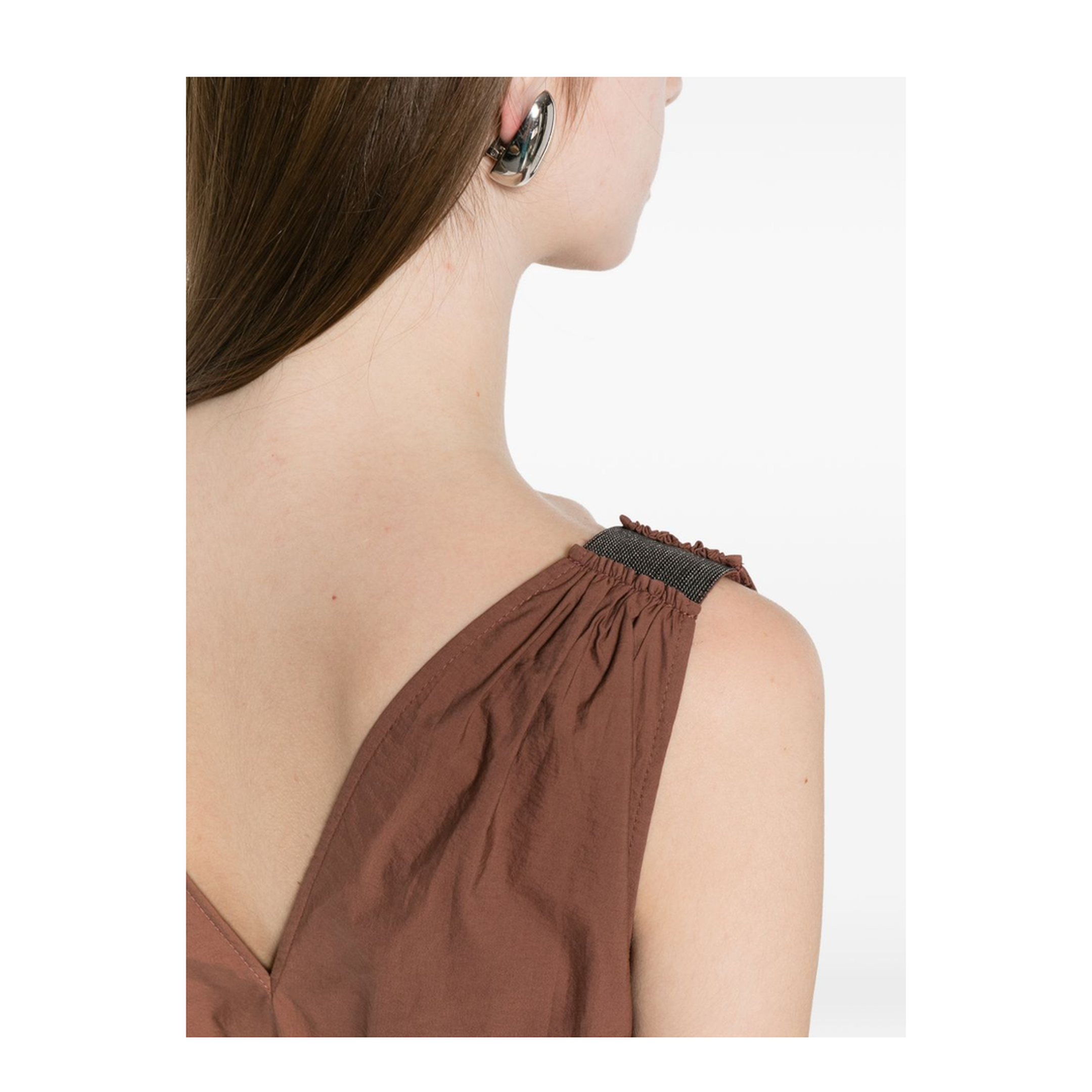 Cotton Long Dress Brown - Image 3