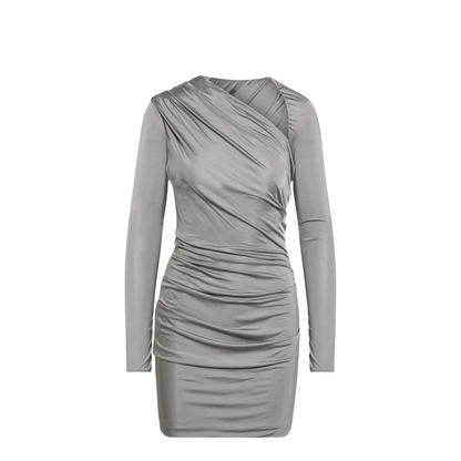 Draped Grey Mini Dress - Image 1