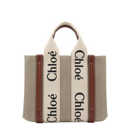 Woody Small Linen Canvas Tote - Marrón - Image 1