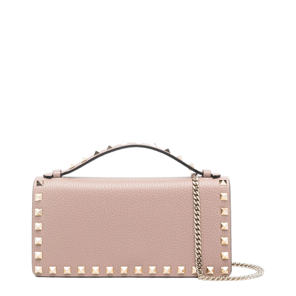 Rockstud Small Grainy Calfskin Shoulder Bag - Light Ivory - Image 1