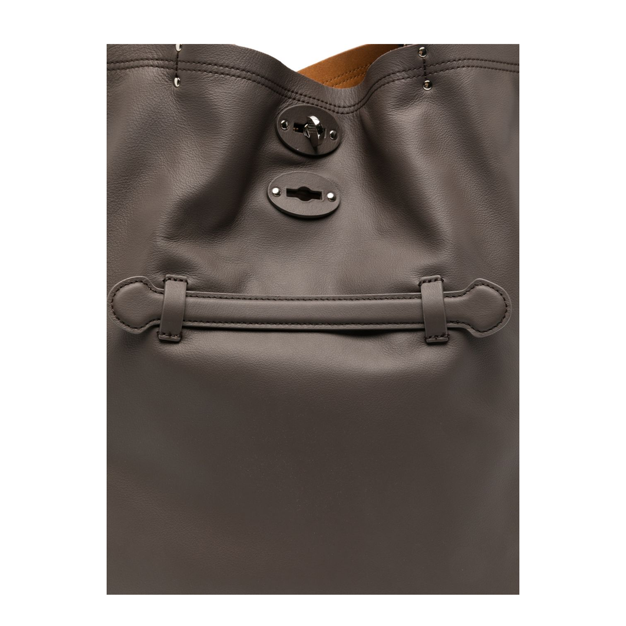 A'Spasso Medium Smooth Leather Tote - Brown Gianduiotto - Image 2