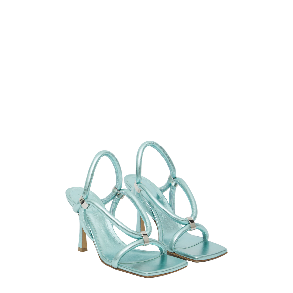 Light-Blue Leather Stretch Sandals - Image 4