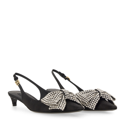 Satin Sling-Back with Rhinestone Embroidery - Image 2