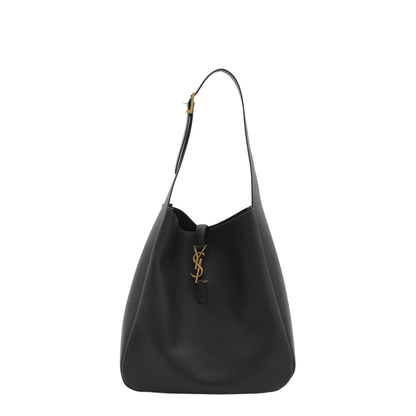 Le 5 À 7 Supple Large Grained Calfskin Shoulder Bag - Black - Image 1
