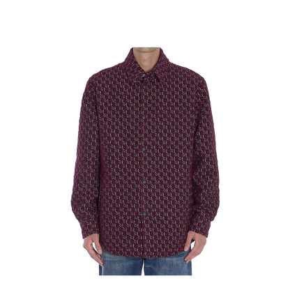 Burgundy Bouclé Padded Shirt - Image 1